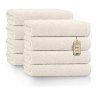Green Mark Toallas - Juego de 8 Piezas - 100% Algodón, Suaves y Altamente Absorbentes, Baño, SPA y Gimnasio, 50 × 100 cm, Natural/Crema