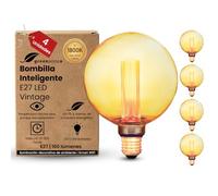 greenandco 4x Bombilla LED Smart WiFi Edison Estilo Vintage | E27 G125 | 3,8W 160lm | 1800K | 320° | 230V | Sin Parpadeos | Regulable | Compatible con Alexa y Google Assistant