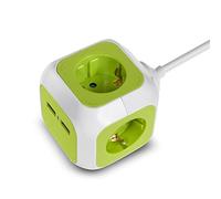 GreenBlue GB118G - MagicCube, Toma de Corriente cuádruple, 2 entradas USB, Longitud del Cable 1,4m