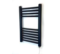 Greened House - Secador de toallas eléctrico recto para baño, 400 W x 600 h, color negro