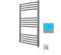 Greenedhouse Toallero eléctrico cromado de 500 W x 800 H + temporizador y termostato para habitación