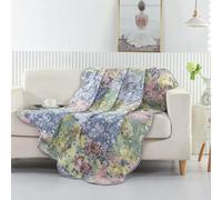 Greenland Home Emma - Manta Acolchada con Estampado Floral, 60 x 50 Pulgadas, Color Gris