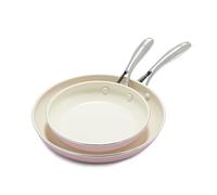GreenLife Artizan Juego de Sartenes de Cerámica Antiadherente, Libre de PFAS, Apto para Inducción, Apto para Lavavajillas, Apto para Horno,Rosa