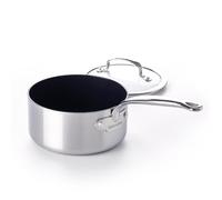 GreenPan Barcelona Evershine Tri-Ply Cazo de Acero Inoxidable Antiadherente con Cerámica Reforzada con Diamantes 16 cm/1,5 Litros,Sin PFAS, Multicapa, Inducción, Horno, Lavavajillas, Plateada