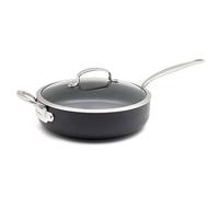 GreenPan Barcelona Sartén de Antiadherente Cerámico Sano Anodizado Duro 28 cm/4,2L con Tapa de Cristal, Sin PFAS, Mango de Acero Inox, Extra Fuerte, Antiarañazos, Inducción, Lavavajillas, Horno, Negro