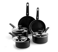GreenPan Cambridge Juego de 8 Ollas y Sartenes de Cerámica antiadherente, libre de PFAS, inducción, apto para lavavajillas, apto para horno, negro