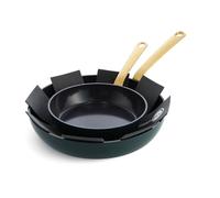 GreenPan Craft Juego de 2 Sartenes de Cerámica Antiadherente Saludable con Protector de Sartén, 20 cm & 28 cm, Sin PFAS, Mango de Acero Inoxidable, Inducción, Apto para Lavavajillas e Horno, Negro
