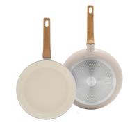 GreenPan Essence - Juego de 2 sartenes antiadherentes de cerámica de 26 cm y 30 cm, sin PFAS, color blanco crema, aptas para todo tipo de cocinas