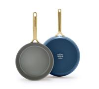 Greenpan GP5 - Juego de sartenes de 2 piezas de 9.5 y 11 pulgadas, cerámica anodizada dura, antiadherente, sin PFAS, asas de champán, superficie que se mantiene plana, inducción, apto para