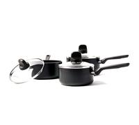 GreenPan Juego de Cazos Antiadherentes de Aluminio con Revestimiento de Cerámica, Aptos para Todo Tipo de Cocinas, Inducción, Horno y Lavavajillas, 16/18/20 cm, Negro