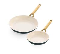 GreenPan Padova Reserve Pfannen-Set, 2-teilig, Keramik-Antihaftbeschichtung, Grün mit Goldgriff, 20 cm und 26 cm, Induktionsgeeignet