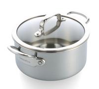 GreenPan Premiere 5PLY Cacerola 20 cm/3,11 L, Acero Inoxidable, Tapa Vidrio