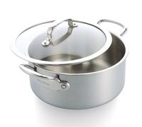 GreenPan Premiere 5PLY Cacerola 24 cm/4,91 L, Acero Inoxidable, Tapa Vidrio