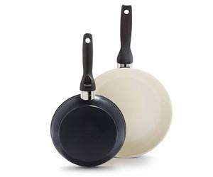 GreenPan, Rio 2 Pieza Set de sartén de cerámica antiadherente, 20 y 26 cm, negro y crema