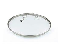GreenPan Tapa Universal de Vidrio Templado con Bordes de Acero Inoxidable y Asa de Metal, 20 cm, Glass, 26 cm