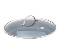 GreenPan Tapa Universal de Vidrio Templado con Bordes de Acero Inoxidable y Asa de Metal, 32 cm