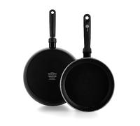 GreenPan Torino Juego de 2 sartenes sanas de cerámica antiadherente, 24 cm y 28 cm, sin PFAS, aptas para inducción, aptas para horno hasta 160°C, aptas para lavavajillas, negro