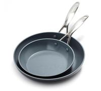 GreenPan – Juego de sartenes Valencia Pro 20/26 cm cerámica saludable antiadherente sin PFAS, gris