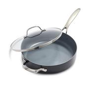GreenPan Valencia Pro Sartén con Tapa de 28 cm/4,2 Litros de Cerámica Saludable Anodizada Dura Antiadherente, Sin PFAS, Inducción, Apta para Lavavajillas, Apta para Horno, Gris