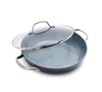 GreenPan Valencia Pro Sartén de 28 cm con Tapa, Cerámica Saludable Anodizada Dura, Sin PFAS, Inducción, Apta para Lavavajillas, Apta para Horno, Gris