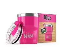 Greens Steel BEAST Termo Café para Llevar - 300ml I Rosa Ponqué I Taza Térmica de Acero Inoxidable Reusable I Taza Viajera de Doble Pared al Vacío I 2 Pajitas y Cepillo de Limpieza