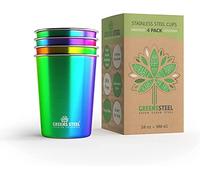 Greens Steel Vaso Infantil Acero Inoxidable - Arco Iris, 300 ml I Primera Calidad I Sin Plástico I Set Apilable, Duradero y Reutilizable I Ideal para Niños I Antiarañazos, Antideslizantes