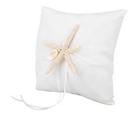 Greensen Cojín para Alianzas Cojín para Alianzas con Cinta de Raso Pedrería Fina y Estrella de Mar Caja para Anillos Cojín Porta-Anillos para Alianzas de Compromiso 20x20 Cm Marfil (20 * 20 CM)