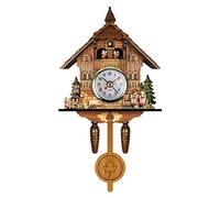 Greensen Reloj de Pared Antiguo con Péndulo de Campana Mecedora, Estilo Tradicional Europeo, Batería No Incluida