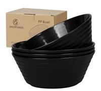 Greentainer Set de 4 Boles 1500ml, Cuencos de Plástico Irrompibles para Ensalada, Sopa y Cereal, Aptos para Microondas y Lavavajillas, Libre de BPA, Negro
