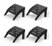 GREENVINES Adirondack-Otomana | Plegable | Juego de 4 | Plástico HDPE | Reposapiés para exteriores | Todo tipo de clima | Reposapiés | Taburete de pie | Negro | para silla Adirondack | para patio