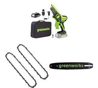 Greenworks 24V 10cm Motosierra a batería sin cable alimentada por una batería de 2Ah+ Cadena de Sierra de 2 piezas para barras de 4 pulgadas (10 cm) + La cadena y la barra de la motosierra