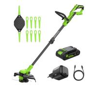 Greenworks 24V Cortasetos Brushless Gen2 2-en-1 (30 cm) - Altura Regulable, para Jardines pequeños/medianos, 10 Cuchillas, batería 2,0 Ah y Cargador - ST3002