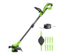 Greenworks 24V Cortasetos Brushless Gen2 2-en-1 para Jardines pequeños y medianos, Ancho de Corte de 30 cm, Incluye 10 Cuchillas de plástico sin batería ni Cargador, Verde ST3002