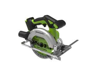 Greenworks 24V Sierra Circular sin Escobillas de 165 mm, 5,000 RPM, Profundidad de Corte Ajustable de 20 mm 45°/90°, Luz LED, Sin Batería ni Cargador 24V - CRG404