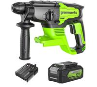 Greenworks 2J 24V Taladro percutor inalámbrico con batería de 4Ah y cargador, SDS-Plus, acoplamiento de seguridad con Vario Lock y tope de rotación, 4550 IPM y 1000 RPM