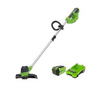 Greenworks 40V Cortabordes a Batería para Jardín Mediano, Altura Regulable, 30 cm Ancho de Corte, Alimentación Automática Nylon de 1,65 mm, Batería 40 V 2 Ah y Cargador, 3 Años de Garantía G40LTK2