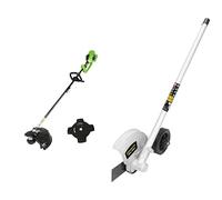 Greenworks 40V Desbrozadora a Batería, Ancho Corte 40 cm, Hilo Nylon 2 mm o Cuchilla 25 cm SIN Batería (40 V) y Cargador, GD40BC + Greenworks Cortadora de Bordes