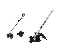 Greenworks 40V Desbrozadora a Batería, Ancho Corte 40 cm, Hilo Nylon 2 mm o Cuchilla 25 cm SIN Batería (40 V) y Cargador, GD40BC + Cuchilla de Corte