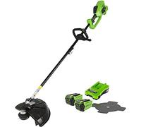 Greenworks 40V Desbrozadora a Batería, Motor sin Escobillas, Arnés, Altura Regulable, Ancho Corte 40 cm, Hilo Nylon 2 mm o Cuchilla 25 cm, 2 x Baterías 40 V y Cargador, 3 Años de Garantía GD40BCK2X