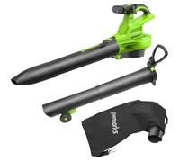 Greenworks 40V Soplador Aspirador de Hojas a Batería con Motor sin Escobillas,370 km/h, 14.17 m³/min, Bolsa Recogedora de 45L, Dos de Las Baterías de 2Ah y Cargador, Garantía de 3 Años GD40BVIIK2X