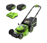 Greenworks 48V (24V x 2) Cortacésped de batería 46cm Ancho Corte hasta 450m² 55L recogedor de Hierba 8 Veces Ajuste Altura Corte Central 25-95mm Incluye batería de 4Ah y cargador-MO48L424-01