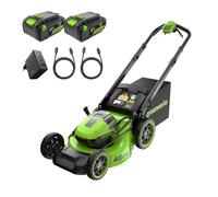 Greenworks 48V (24V x 2) Cortacésped de batería 46cm Ancho Corte hasta 450m² 55L recogedor de Hierba 8 Veces Ajuste Altura Corte Central 25-95mm Incluye batería de 4Ah y cargador-MO48L424-01