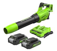 Greenworks 48V(24V x 2) Soplador de Hojas a Batería Axial, con Motor sin Escobillas, Función Turbo, 217 km/h, 16,4 m³/min Dos de las Baterías de y Cargador, Garantía de 3 Años GD24X2AB