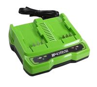 Greenworks Cargador de doble ranura de 24 V para baterías universales de 24 V para herramientas de jardín y eléctricas. Carga batería de 4 Ah en 60 minutos