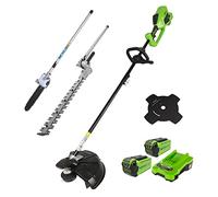 Greenworks Cortabordes Eléctrico y Desbrozadora 40V 40cm, Accesorio de Cortasetos, Motosierra Pértiga como Accesorio con 2 Batería 2Ah y Cargador