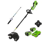 Greenworks Cortabordes Eléctrico y Desbrozadora 40V 40cm, Motosierra Pértiga como Accesorio con 2 Batería 2Ah y Cargador