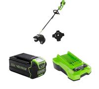 Greenworks Desbrozadora sin cable de 40V con motor sin escobillas, altura ajustable, anchura de corte de 40cm, alimentación a tope con línea de nylon de 2mm o cuchilla de 25cm, batería de 40V 5Ah G40B