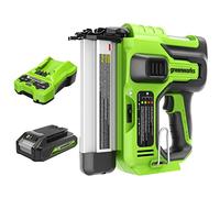 Greenworks G24BNK2 Clavadora a batería, Capacidad de 110 clavos, 110pcs/min para Clavos de 20-50mm 18GA CON Batería de 24V y Cargador, Garantía de 3 Años