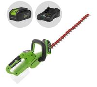 Greenworks G24HT56 - Cortasetos con batería de litio 24V/4Ah - Cuchilla de 56 cm