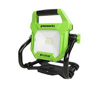 Greenworks G24WL - Luz de trabajo híbrida inalámbrica CA/CC con gancho para colgar, cable de alimentación de CA o batería portátil, 2000 lúmenes, 2 ajustes de brillo sin batería de 24 V y cargador, 3